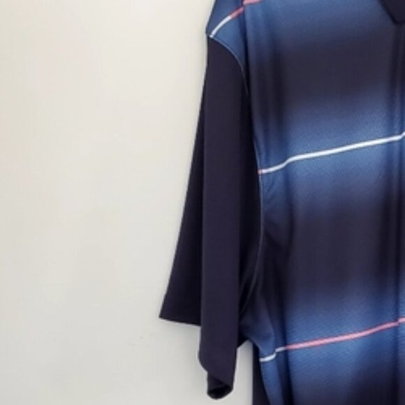 Pro Tour Men's XXL Golf  Polo Blue Stripe Pullover 3 Button-down Collar  Shirt - Picture 5 of 10